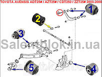 Сайлентблоки TOYOTA AVENSIS (_T25_) 2003-2008 в задні ричаги