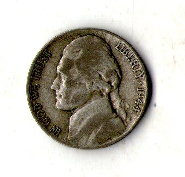 США 5 центів, 1944 рік Джефферсон Нікель срібло мон.двір Р №1044
