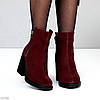 Люксові бордові ботильйони натуральна замша на середньому підборі, фото 3