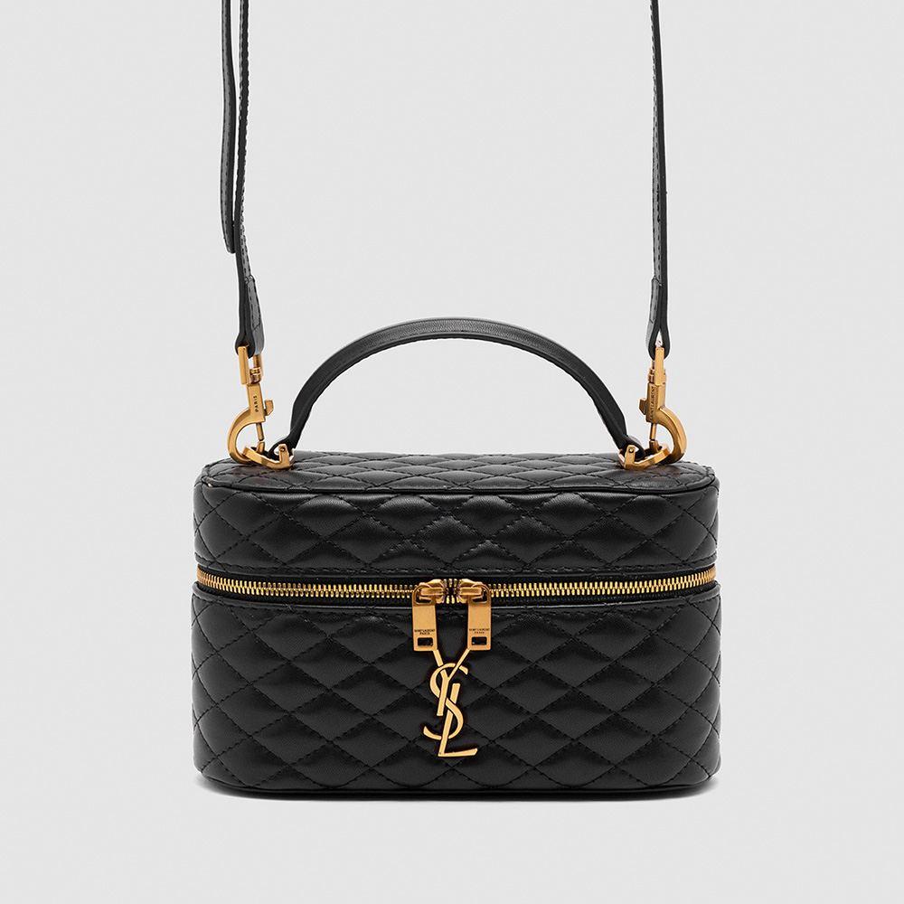 Шкіряна жіноча сумочка чорна YSL Yves Saint Laurent Gaby Vanity