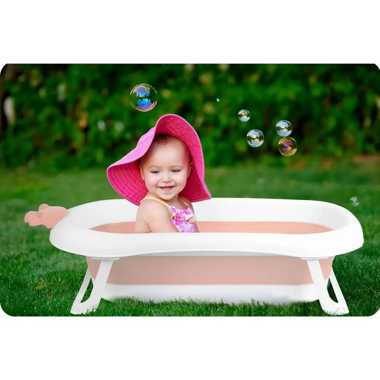 Ванночка для Купання Немовля.Складна з Подушкою для Дівчинки Ricokids