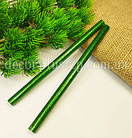 Термоклей 11 мм, з блискітками, зелений