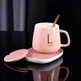 Чашка керамічна на підставці з підігрівом і ложечкою в комплекті в подарунковому пакованні УЦІНКА, фото 6