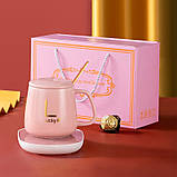 Чашка керамічна на підставці з підігрівом і ложечкою в комплекті в подарунковому пакованні УЦІНКА, фото 8