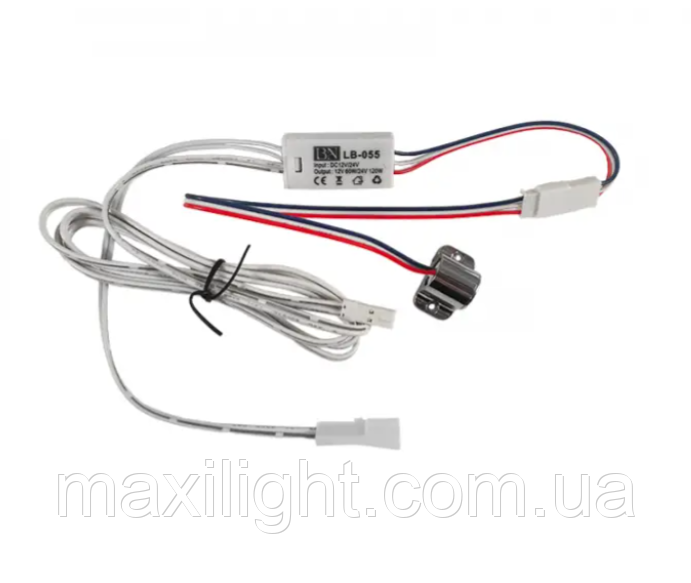 Сенсорний вимикач для дзеркал та меблів Biom LB-055, IR сенсор 1*65W, dimmer, DC12-24V