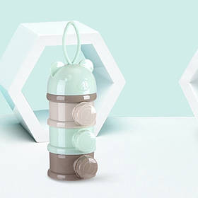 Контейнер для дитячої суміші, для молочної суміші, багатошаровий дозатор сухого молока  Ведмедик з отворами (м'ята)