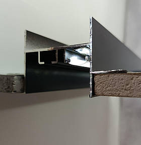 Вбудований карниз для гіпсокартону однорядний PRESTIGE LUX LED однорядний чорний 3,0 м