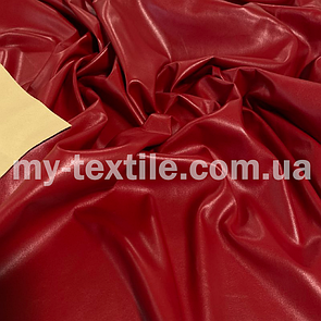 Тканина шкірозамінник на трикотажі стрейч однотонний матовий Червоний