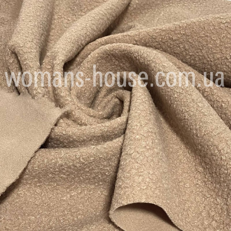 Букле Баранчик пальтова тканина 150 см щільна 300 г/м2 м'яка Бежевий темний, фото 1