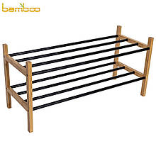Полка для взуття Casa Si Shoe Rack Bamboo (CS92307W04) - 2 полиці бамбуковий каркас розбірна конструкція світло-коричнева