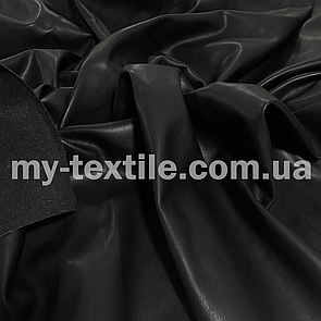 Тканина шкірозамінник на замшевій основі стрейч щільна 145 см Чорний