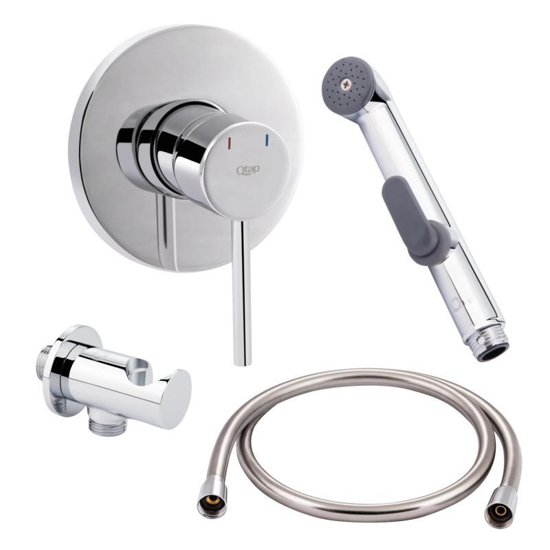 Комплект для гігієнічного душу Qtap Spring Chrome: Змішувач QTSPRCRM + Під'єднання з тримачем QTCRMBH030, фото 1