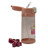 Пляшка для води CASNO 690 мл KXN-1219 Рожева (Свинка) з соломинкою, фото 5