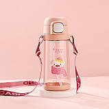 Пляшка для води CASNO 690 мл KXN-1219 Рожева (Свинка) з соломинкою, фото 10