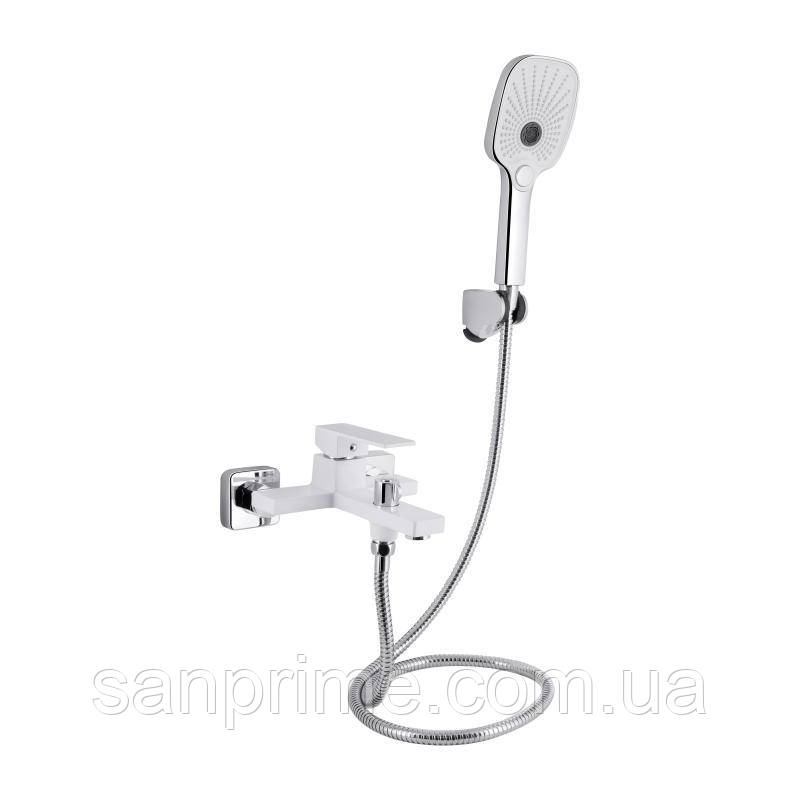 Змішувач для ванни Qtap Gemini (з душовим гарнітуром) QTGEM259CRW45683 Chrome/White