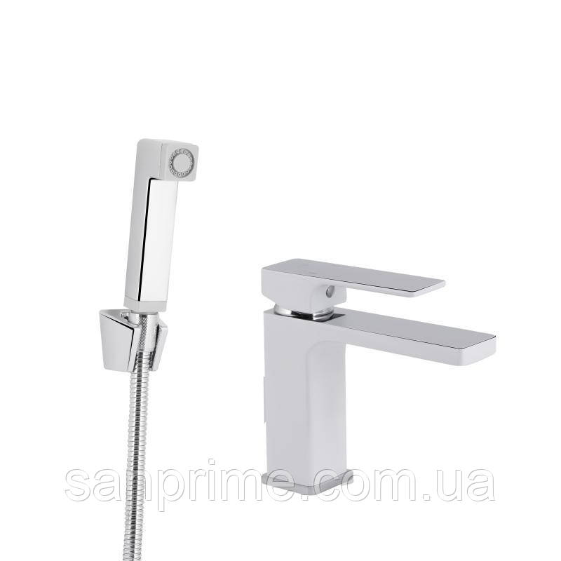 Змішувач для раковини Qtap Gemini (з гігієнічним душем) QTGEM272CRW45691 Chrome/White, фото 1