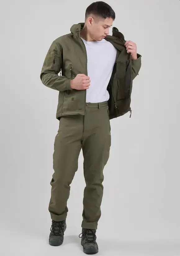 Флісовий польовий костюм теплий Softshell Олива з капюшоном ТМ, фото 1