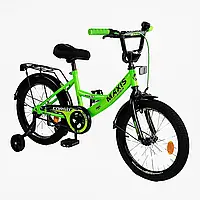 Дитячий двоколісний велосипед Corso Maxis 18" ручне гальмо, додаткові колеса, зібраний на 75%, зелений