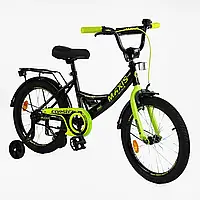 Дитячий двоколісний велосипед Corso Maxis 18" ручне гальмо, додаткові колеса, зібраний на 75%