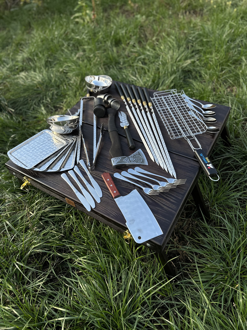 Набір для шашлику у валізі, шампура ручної роботи BS5 ZEBRA, фото 1