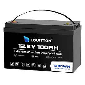 Акумулятор з зарядним Louitton LiFePO4 12V100AH (1280Wh) (літій-залізо-фосфатний акумулятор для ДБЖ (UPS))