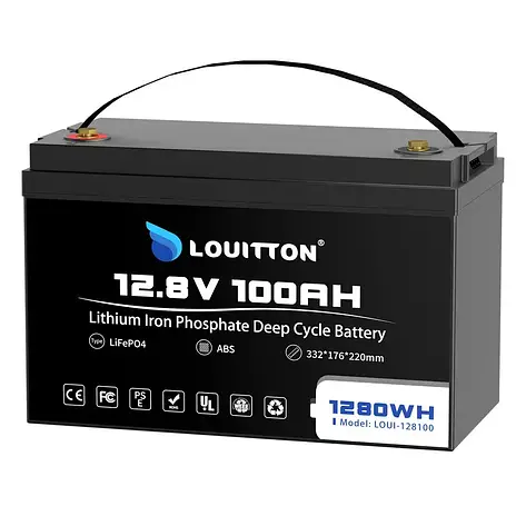 Акумулятор з зарядним Louitton LiFePO4 12V100AH (1280Wh) (літій-залізо-фосфатний акумулятор для ДБЖ (UPS)), фото 1