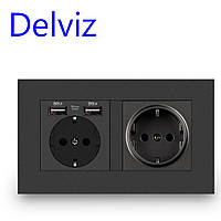 Внутрішня розетка подвійна з USB 250 В/16 А