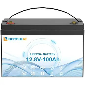 Акумулятор з зарядним Bottione LiFePO4 12.8V/100AH (1280W*h) (літій-залізо-фосфатний акумулятор для ДБЖ), фото 1