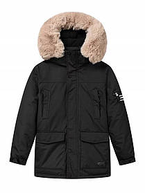 Зимова тепла куртка парку для хлопчика з хутряним коротником