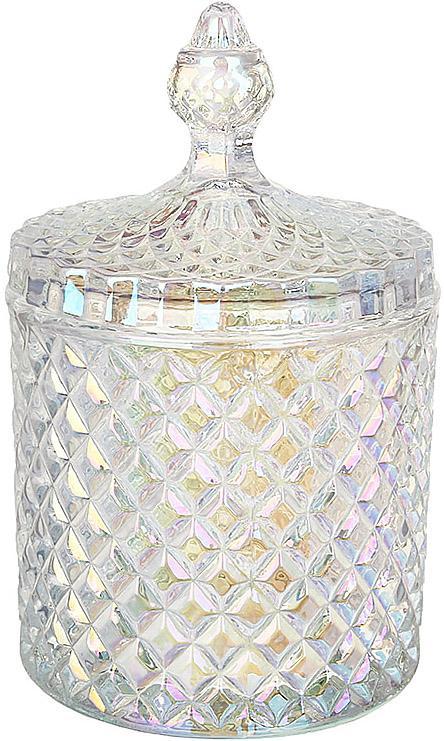 Банка скляна "Crystal Glass" 550 мл зі скляною кришкою для зберігання продуктів, прозорий перламутр