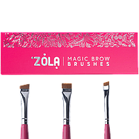 ZOLA Набір пензликів для професійного фарбування брів Magic Brow малинові