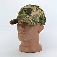 Класична зимова тактична комбінована бейсболка в камуфляжі ММ-14 з велкро і Тризубом