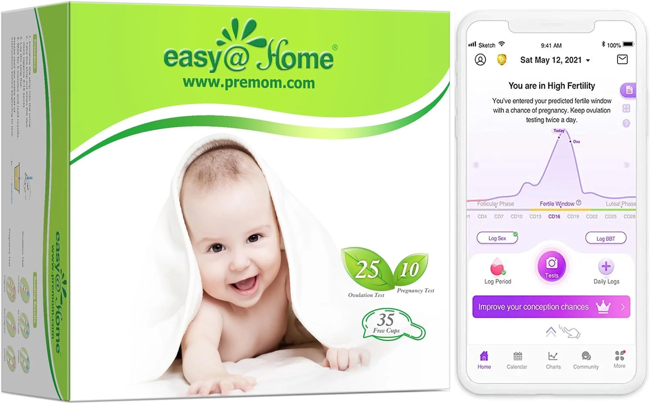 Набір тестів Easy@Home - 25 тестів на овуляцію, 10 тестів на вагітність та 35 стаканчиків