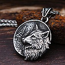 Чоловічий кулон підвіска з ланцюжком BEAST-W на шию з медичної сталі під срібло з Вовком, фото 2