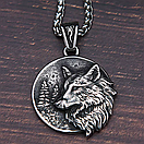 Чоловічий кулон підвіска з ланцюжком BEAST-W на шию з медичної сталі під срібло з Вовком, фото 3