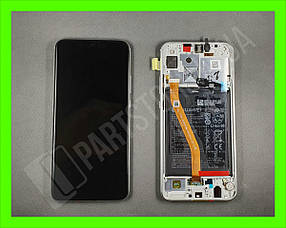 Дисплей Huawei P Smart Plus / Nova 3i White (02352BUK) сервісний оригінал у складі з рамкою, акб і датчиками