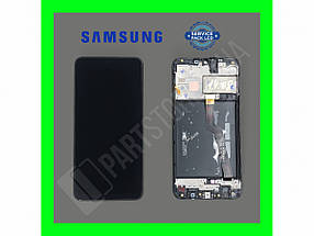 Дисплей Samsung A105 Black А10 2019 (GH82-19367A) сервісний оригінал у зборі з рамкою (переклеєне скло)