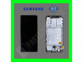 Дисплей Samsung A415 Black А41 2020 (GH82-22860A) сервісний оригінал у складі з рамкою (переклеєне скло)