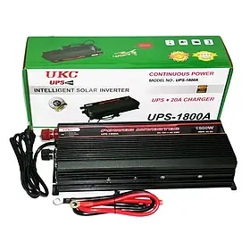Інвертор UKC UPS-1800A 1800W DC/AC із зарядкою 12-220 В чорний