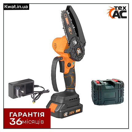 Ланцюгова пила акумуляторна ТEX ТАОЕ-S4 Довжина шини 100 мм АКБ 20 В 2.0 Аг ЗП, фото 1