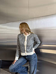 Короткий м'який кардиган у принт на ґудзиках жіночий (р. 42-46) 77KA560