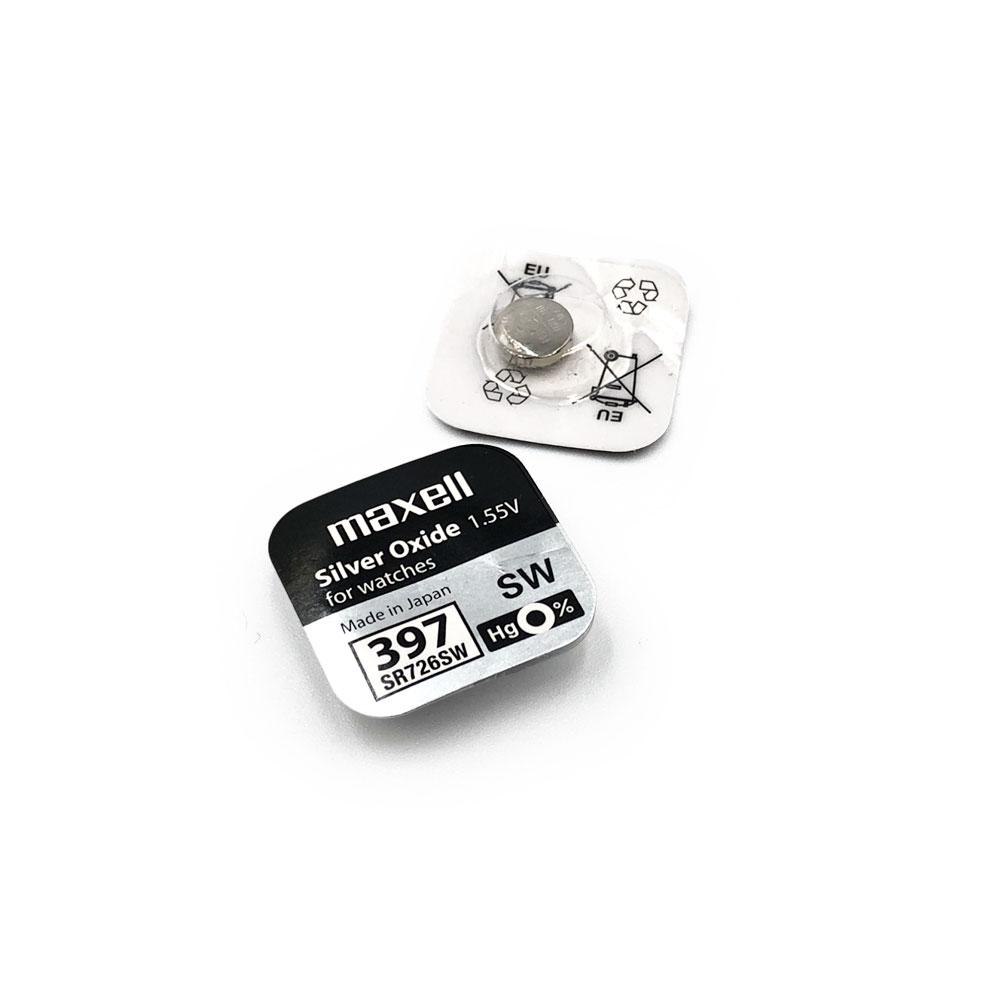 Годинникова батарейка 397 / SR 726 SW / AG2 Maxell Silver Oxide (1.55v) 1шт.