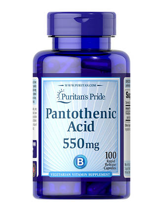 Вітамін В5 Пантотенова кислота Puritan's Pride Pantothenic Acid 550 мг 100 капс США, фото 1
