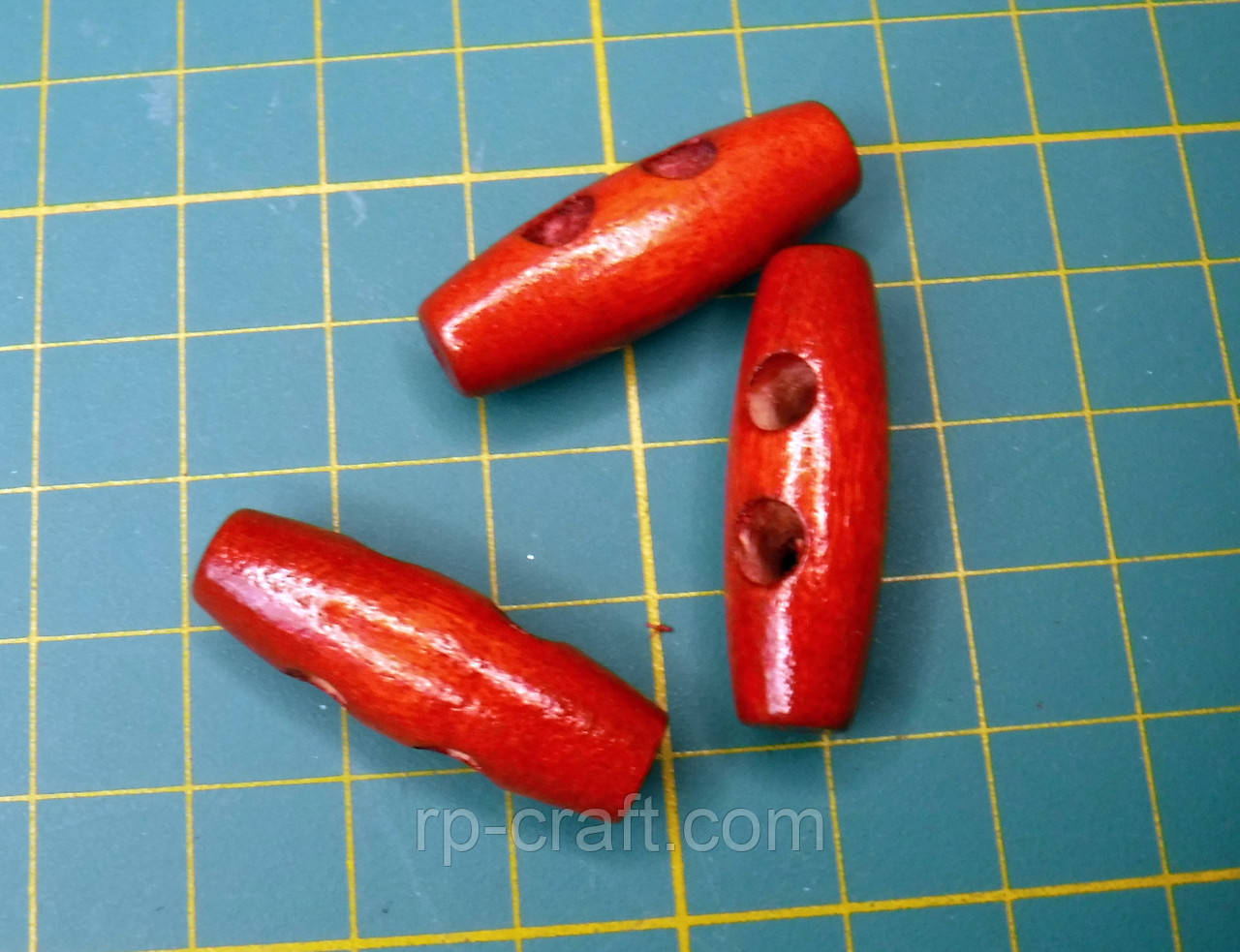 Гудзик дерев'яний, барило, 10х30 мм, оранжево-коричневий, фото 1