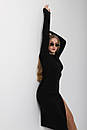 Чорне плаття гольф із розрізом на нозі завдовжки міді (р. S-L) 18py5880, фото 2
