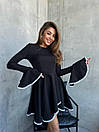 Коротке чорне плаття з розкльошеними рукавами та спідницею-сонце (р. 42-48) 2py5881, фото 3