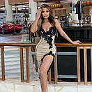 Асиметричне плаття міді обтисле з розрізом і мереживом (р. 42,44) 10py5883, фото 6