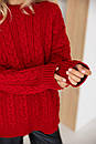 Жіночий в'язаний светр візерункового в'язання косичка вільного фасону (р. 42-46) 4sv3383, фото 9