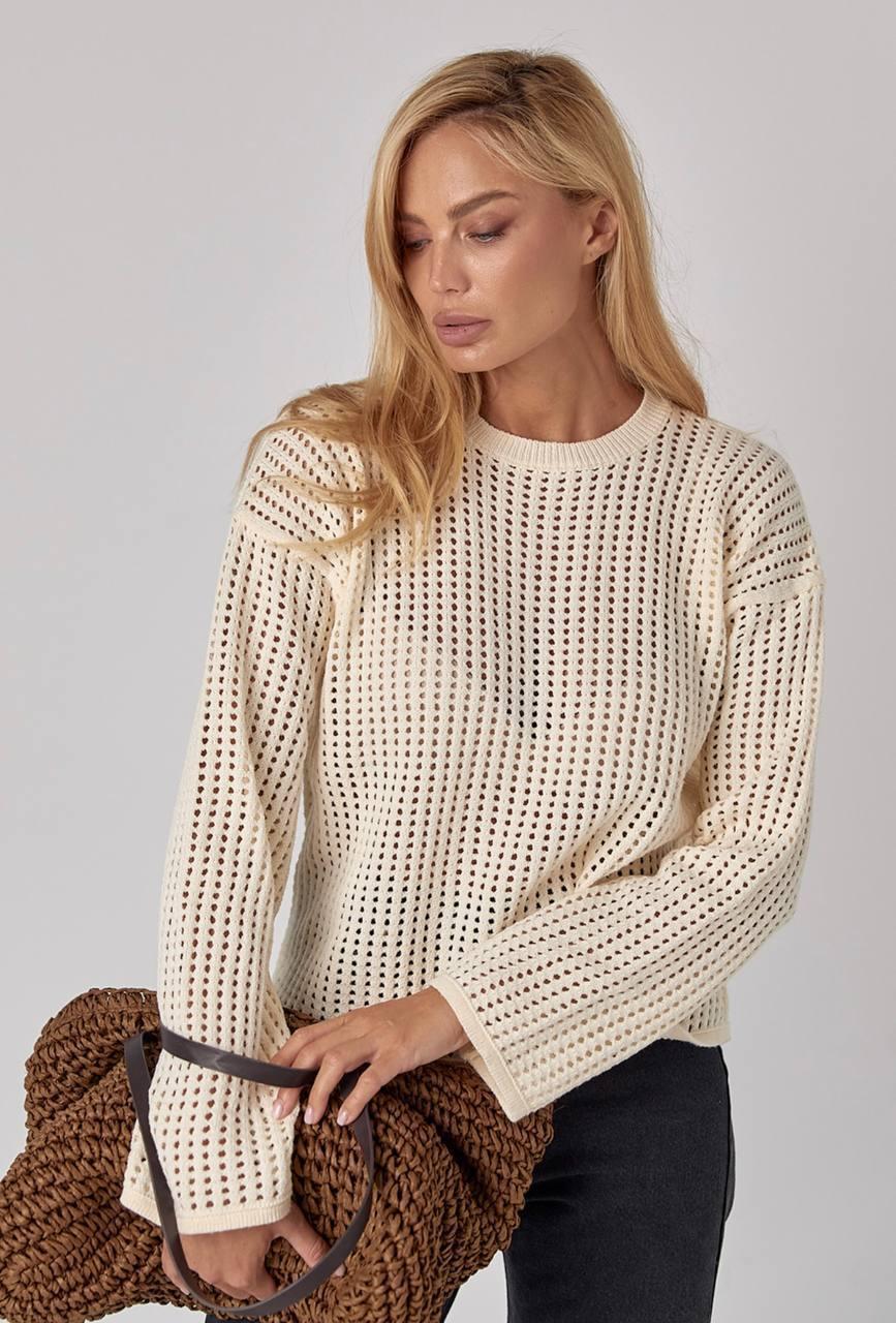 Прозора в'язана кофта в сітку вільного фасону (р. S-L) 14sv3386, фото 1