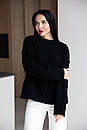 Жіночий в'язаний светр в'язання косиця вільного фасону (р. 42-46) 4sv3387, фото 9